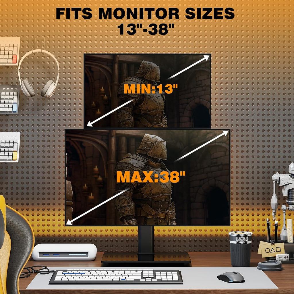 Dual Monitor Stand for 13-38 Inch Screens, Vertical Monitor Stand for Desk, Rotation & Swivel Arms, Height Adjustable 2 Mount Stand with VESA 75X75/100X100Mm up to 20KG