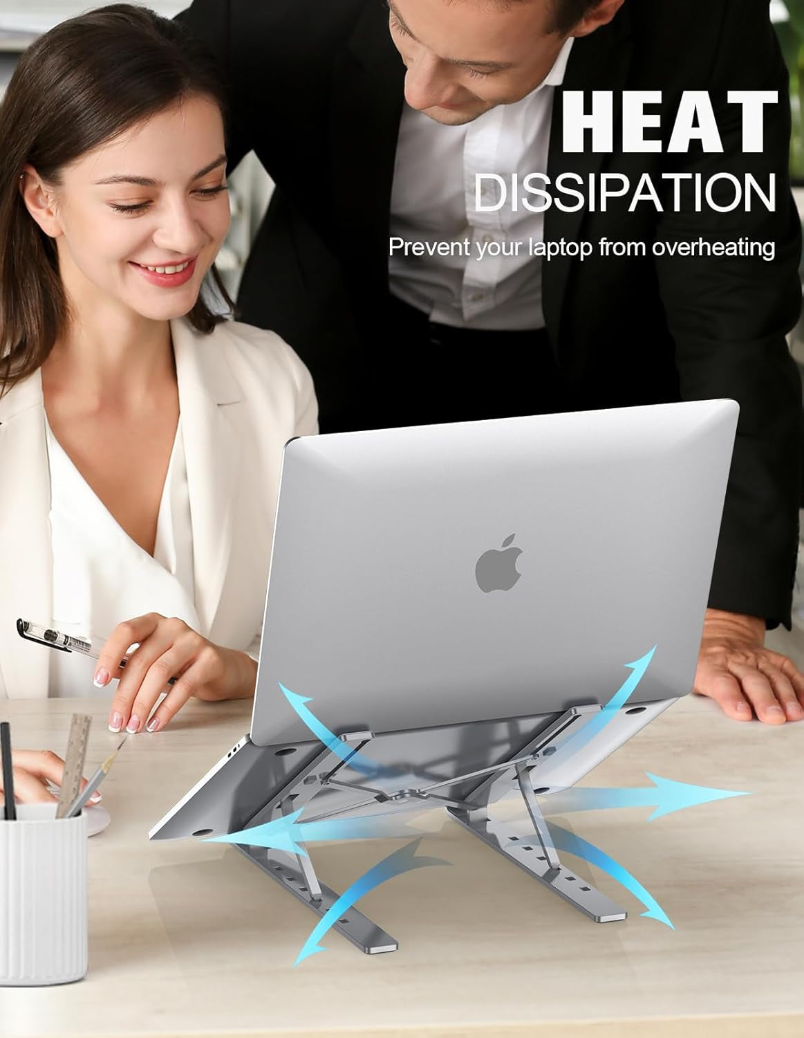 Laptop Stand, Aluminum Portable Laptop Cooling Desk Holder, 5-Levels Adjustable Notebook Riser Mount, Ventilated Computer Stand, Compatible with Macbook Pro Air, Ipad,10-15.6” Laptops