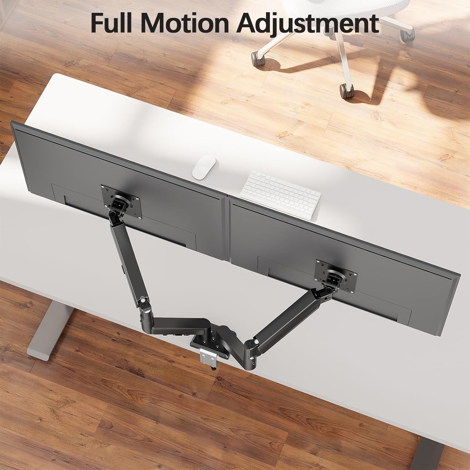 Dual Monitor Arm Desk Mount for 13 to 32 Inch Screens, Monitor Arms for 2-9Kg Computer Screens, Height Adjustable Stand with Tilt, Swivel, and Rotation,Vesa 75 & 100 Mm, EU8014B