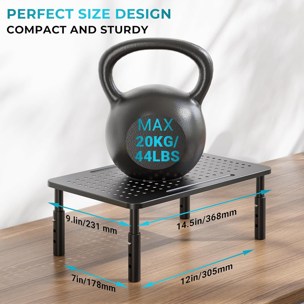 Metal Monitor Stand, Adjustable Height Riser for Desk, Ergonomic 3-Level Desk Organizer with Cable Management, Laptop & Computer Monitor Stand up to 20KG, 2 Pack