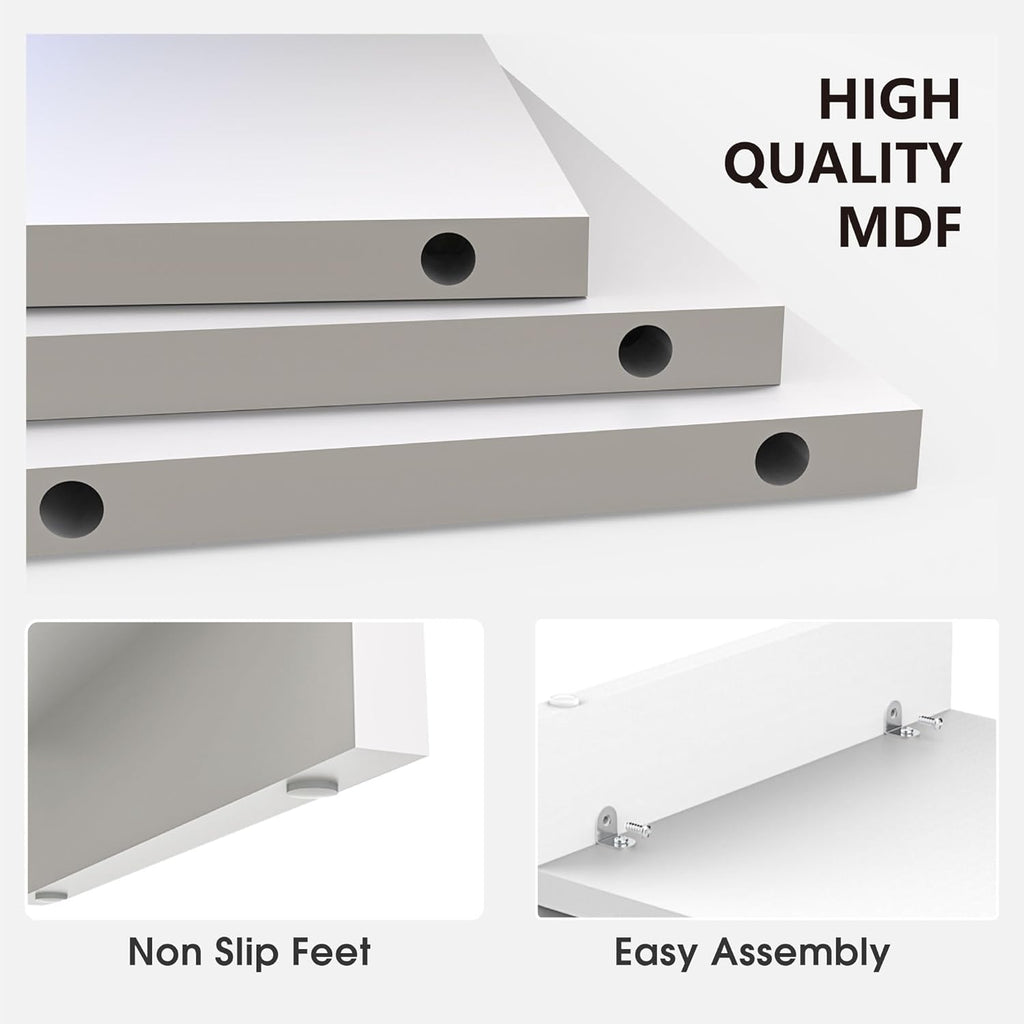 Monitor Stand Riser 2 Tiers Computer Monitor Stand Wood Desk Organizer for Pc/Laptop/Printer/Tv 80X23.5X14.2Cm Max Load 25KG Brown (White)