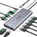 USB C Docking Station Dual Monitor 2 HDMI for Dell HP, Thunderbolt 3/4 Dock USB C Hub Triple Monitor to Displayport, 2 HDMI 4K, Ethernet, 5 USB, PD, SD/TF, 3.5MM for Lenovo,Surface,Macbook Laptops