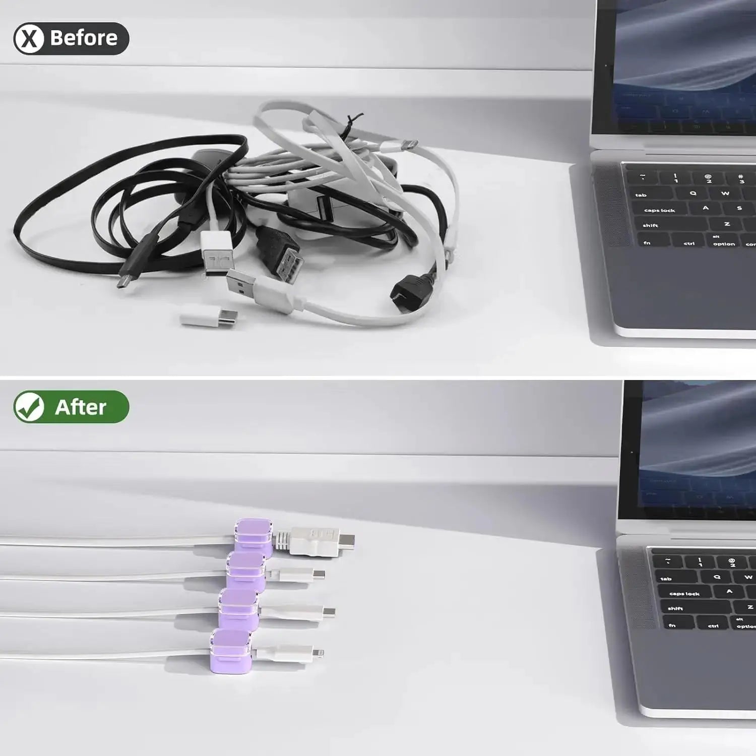 Magnetic USB Cable Management Clips Multi-Colored Cord Organizer Desk Wall Mounted Hooks Cable Management for Phone Data Charger