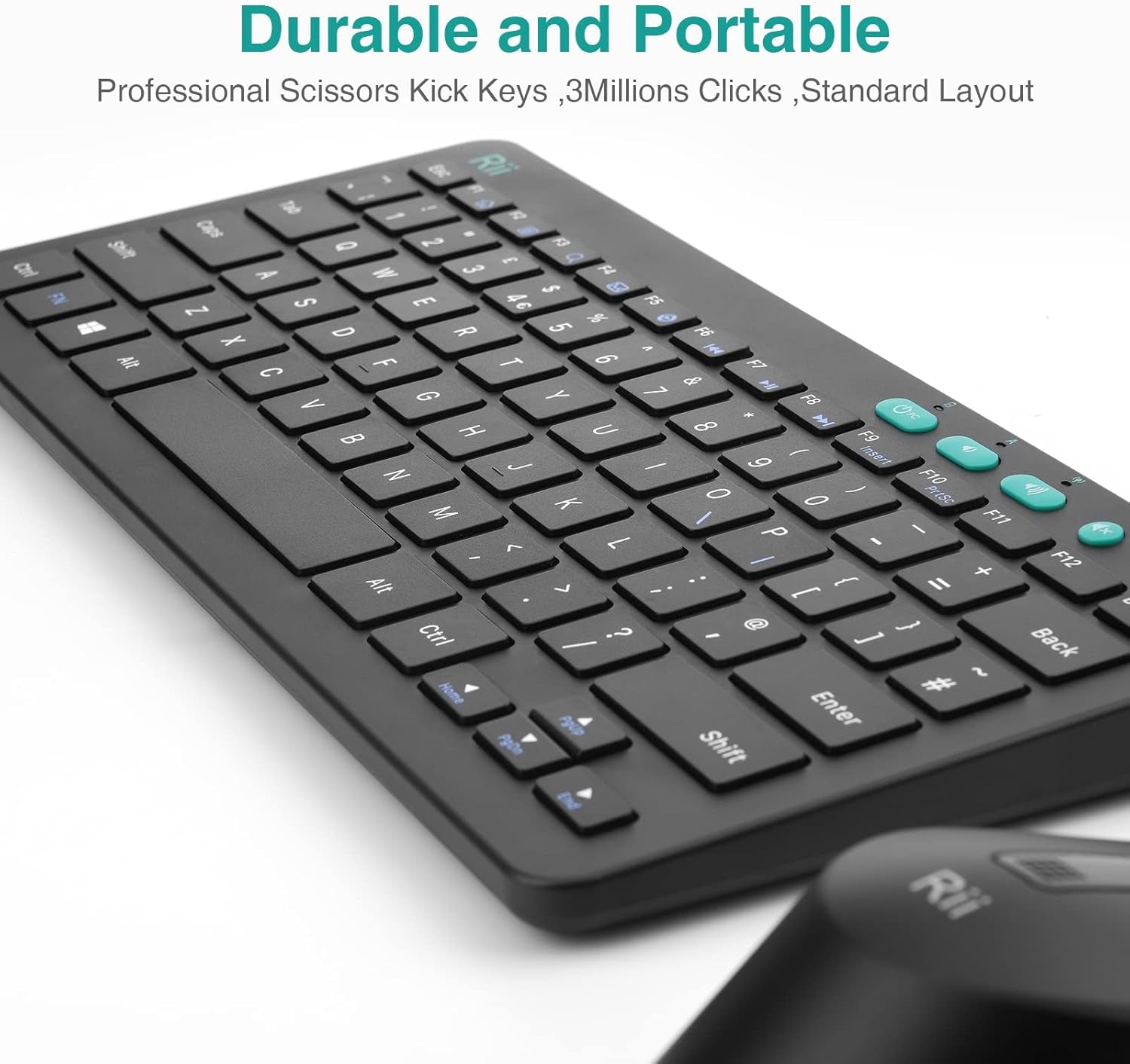 Wireless Keyboard and Mouse Set, Keyboard and Mouse with Ultra-Slim Size UK Layout Compatible with PC, Laptop, Computer, Windows for Office Home Work