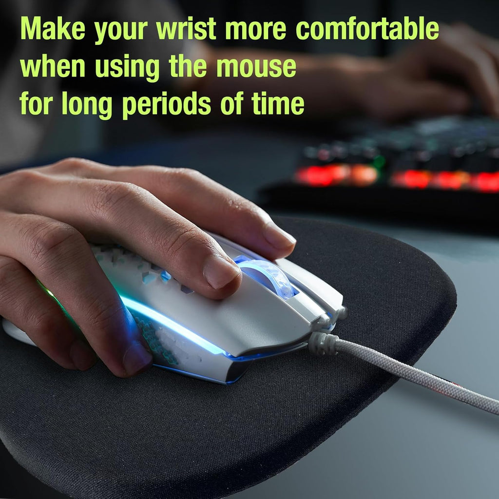 Ergonomic Mouse Pad with Wrist Rest Support, Massage Design Mouse Mat for Relief Carpal Tunnel Pain, Memory Foam Non-Slip Slope Massage Bulge (Black)