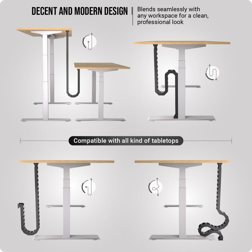 Under Desk Cable Management Raceway – Perfect for Sit Stand Desk Cable Management – Flexible Cable Snake -Vertebrae Cable Management (Black)