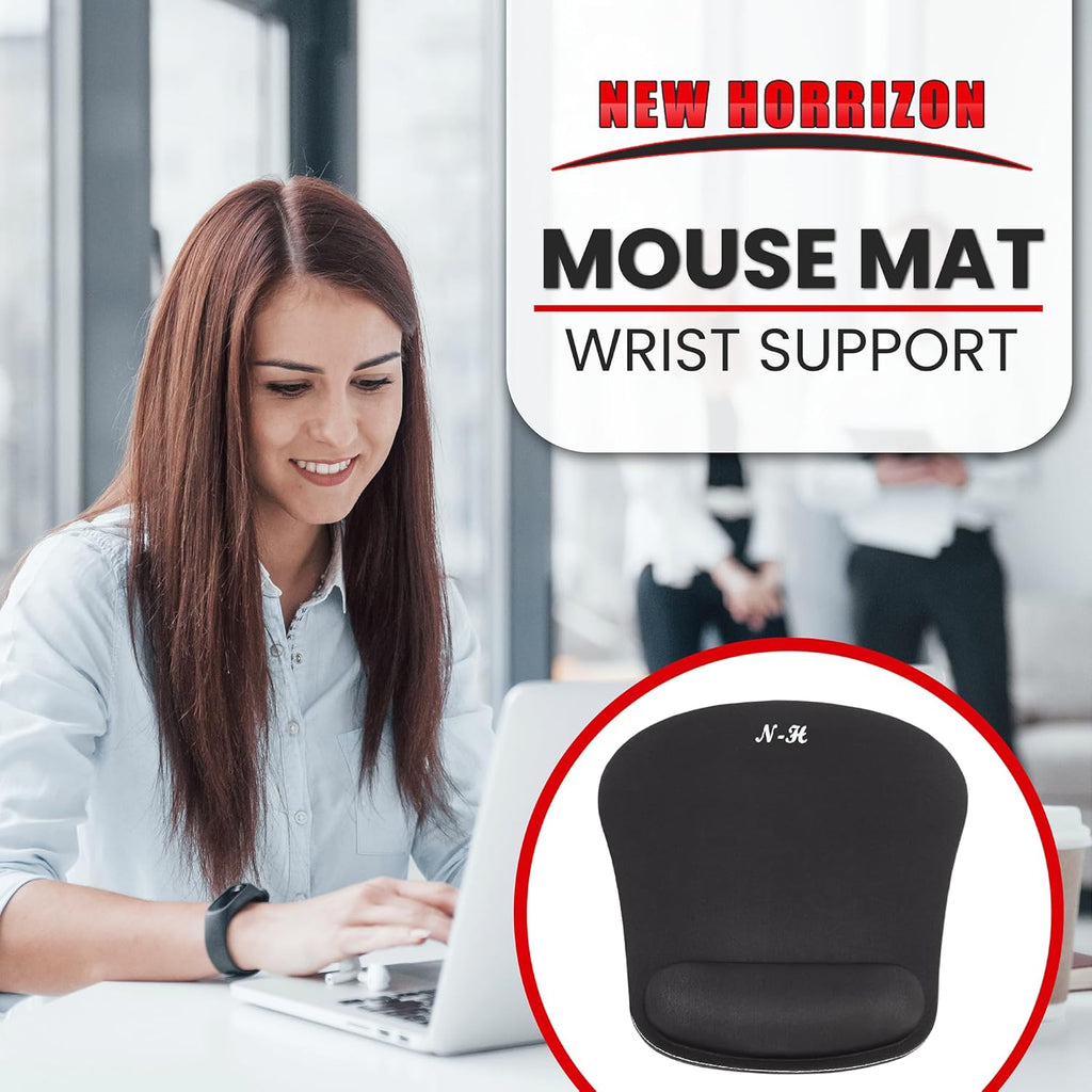 Mouse Mat WRIST SUPPORT Mouse Pad with Wrist Rest Support Mouse Mat with Non-Slip anti Slip PU Base, Comfortable Large Computer Mouse Mat, with Foam Wrist Support