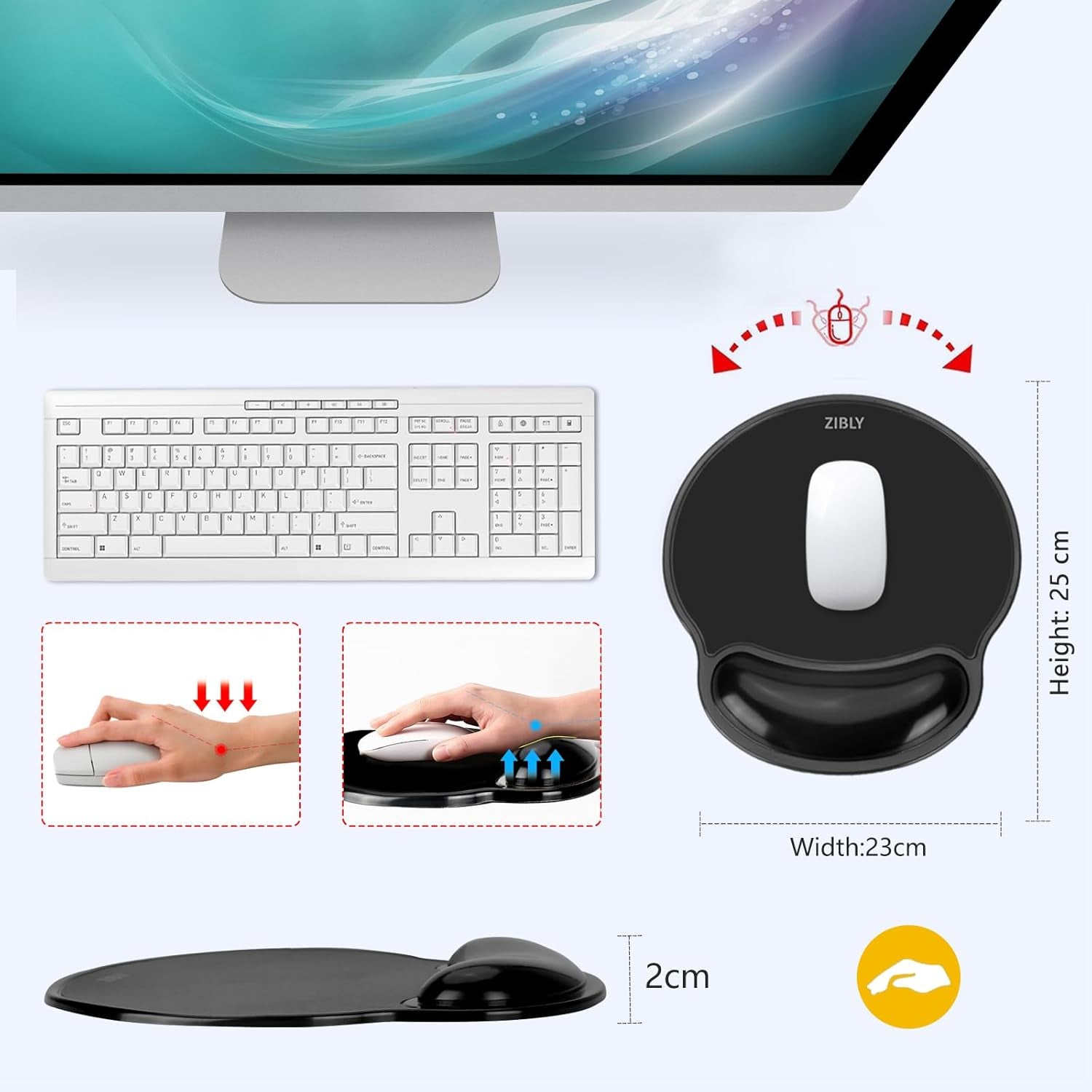 Ergonomic Gel Mouse Pad with Wrist Support – Soft Mouse Pad for Comfort & Pain Relief Gel Mouse Mat Ideal for Office, Gaming & Home (Gel Mouse Pad Black)