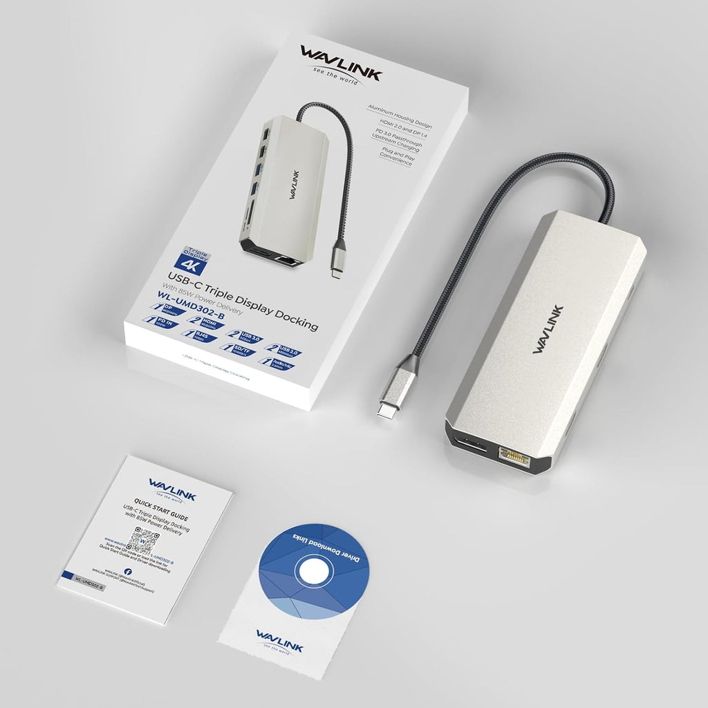 USB C Dual Monitor Docking Station, Docking Station with Two HDMI, DP, 100W PD, USB3.0&2.0, RJ45, SD/TF Slots, Audio/Microphone, Compatible with Windows Computers Only