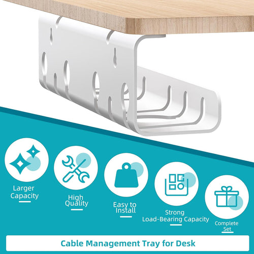 2-Pack under Desk Cable Management Tray, Cable Management Tray, Metal Mesh Cable Management under Desk with Clamp Mount, Cord Organizer for Office/Home Cost-Effective