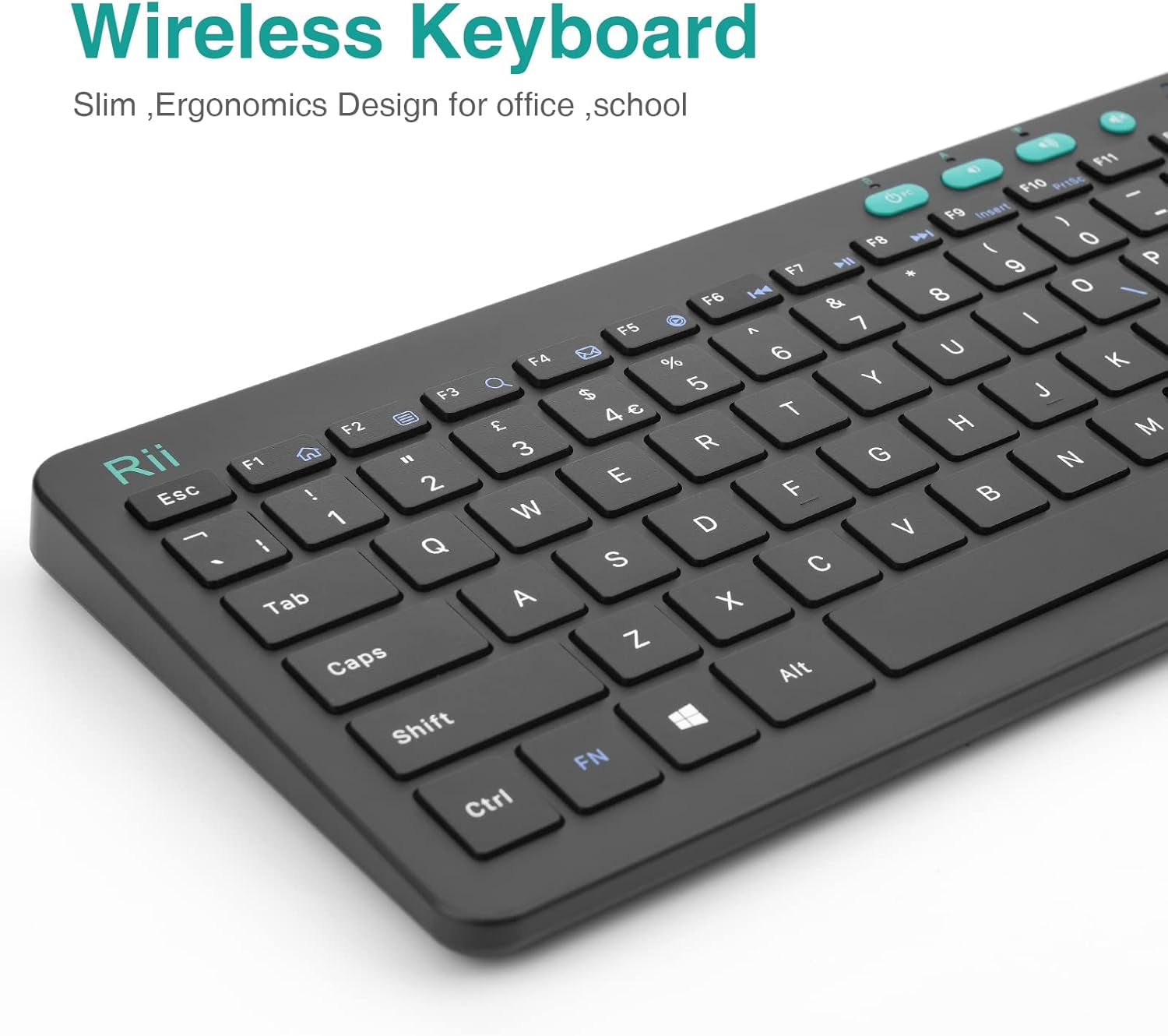 Wireless Keyboard and Mouse Set, Keyboard and Mouse with Ultra-Slim Size UK Layout Compatible with PC, Laptop, Computer, Windows for Office Home Work