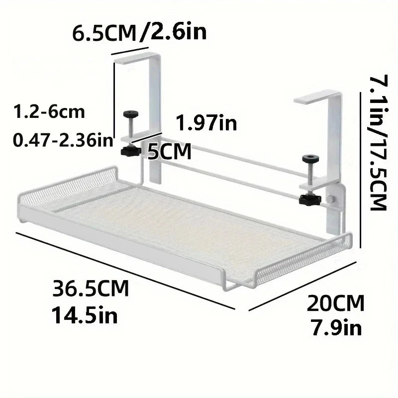 1PCS under Desk Cable Management Tray No Drill Steel Desk Cable Organizers Wire Management Tray Cable Management Rack Shelf