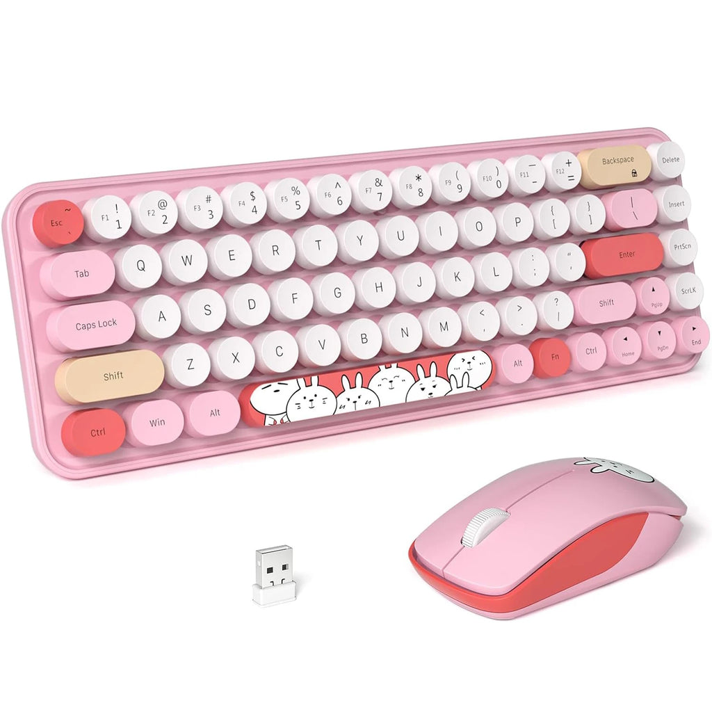 2.4G Wireless Silent Keyboard Mouse Combo for Pc/Laptop/Desktop 68 Keys Multimedia Function Cute Keyboard Mouse Set