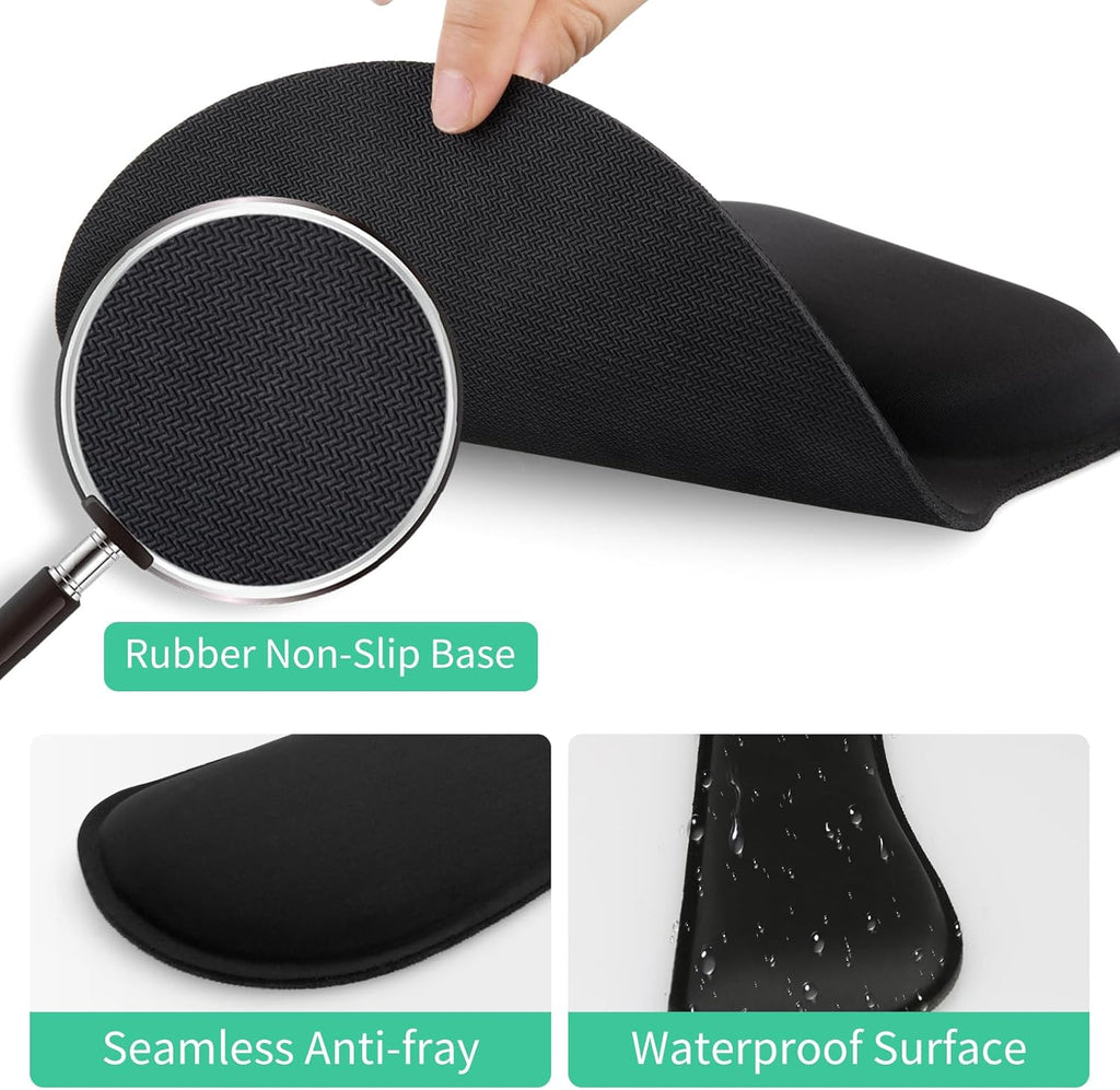 Keyboard Wrist Rest and Mouse Mat Wrist Support, Comfortable Memory Foam Mouse Pad Wrist Support Cushion with Anti-Slip Grip for Office Computer Laptop Working Gaming (Black Combo)