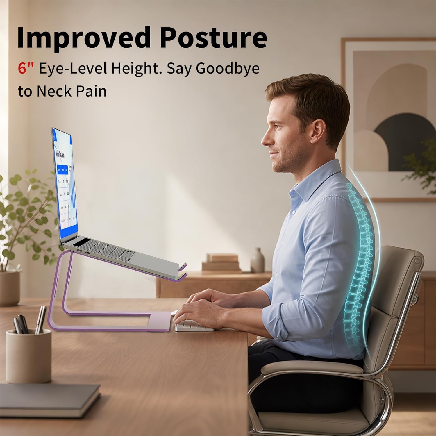 Laptop Stand for Desk, Aluminum Laptop Riser, Portable Computer Stand for Apple Mac Macbook Air Pro 10-15.6 Inch Notebook Computer, Detachable Ergonomic Elevator Holder Macbook Stand, Pink