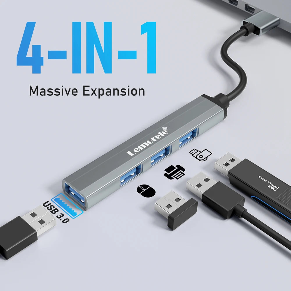 120Cm 4Ports USB HUB OTG USB a 3.0 Adapter Multi Splitter Adapter Laptop Accessories for Xiaomi Lenovo Macbook Pro