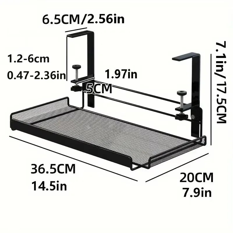 1PCS under Desk Cable Management Tray No Drill Steel Desk Cable Organizers Wire Management Tray Cable Management Rack Shelf