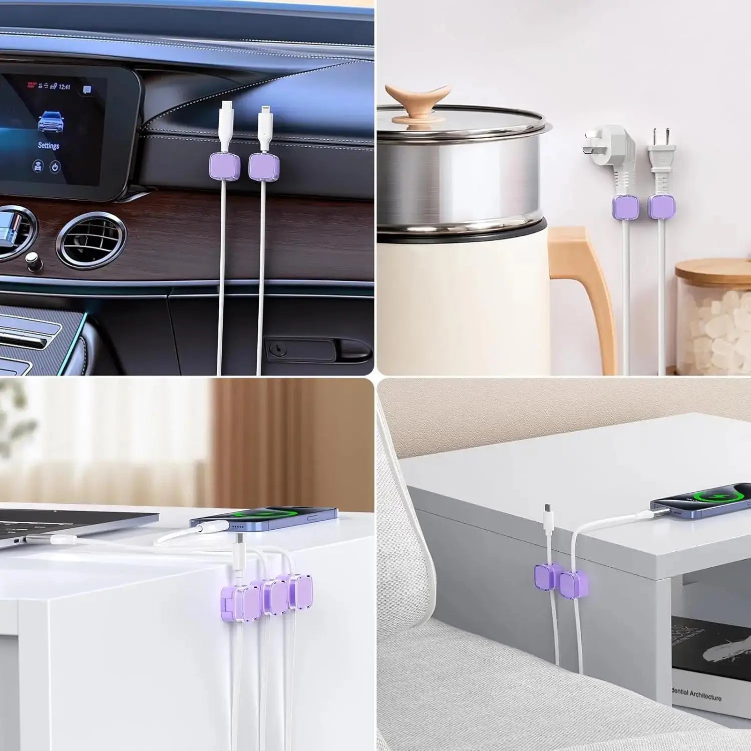 Magnetic USB Cable Management Clips Multi-Colored Cord Organizer Desk Wall Mounted Hooks Cable Management for Phone Data Charger