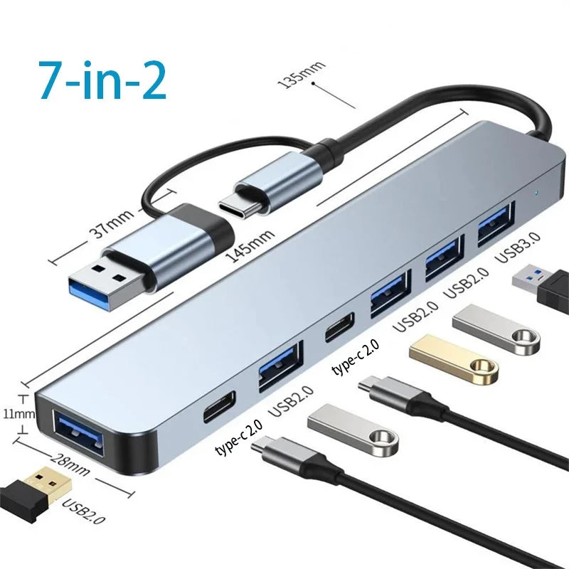 USB C HUB Type C Splitter Thunderbolt 3 Docking Station Laptop Adapter with for Macbook Air M1 Ipad Pro