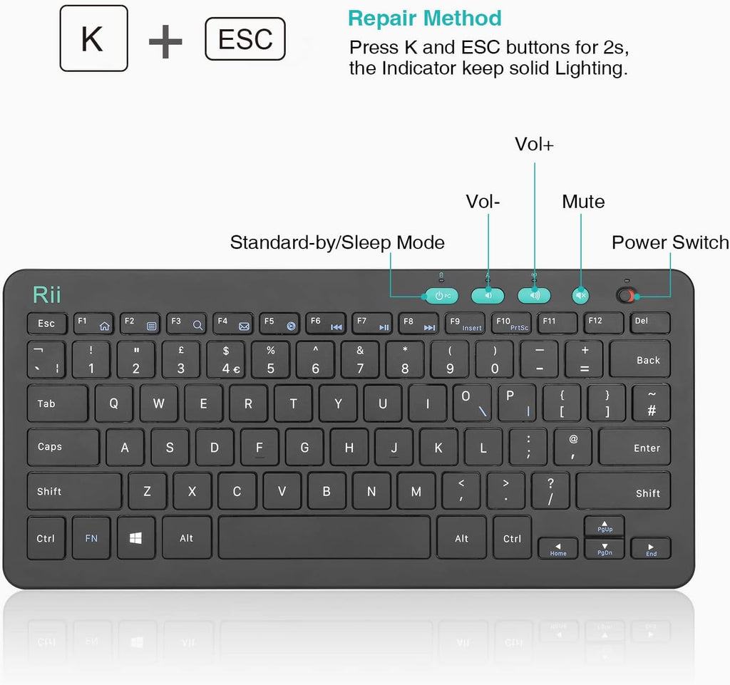 Wireless Keyboard and Mouse Set, Keyboard and Mouse with Ultra-Slim Size UK Layout Compatible with PC, Laptop, Computer, Windows for Office Home Work