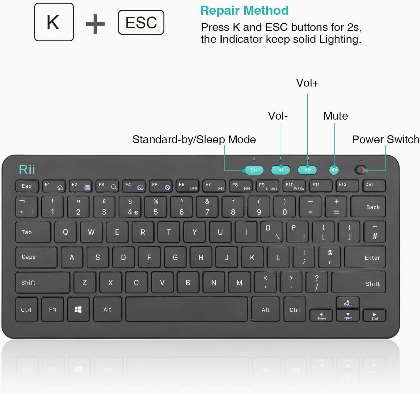 Wireless Keyboard and Mouse Set, Keyboard and Mouse with Ultra-Slim Size UK Layout Compatible with PC, Laptop, Computer, Windows for Office Home Work