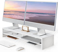 Monitor Stand Riser 2 Tiers Computer Monitor Stand Wood Desk Organizer for Pc/Laptop/Printer/Tv 80X23.5X14.2Cm Max Load 25KG Brown (White)