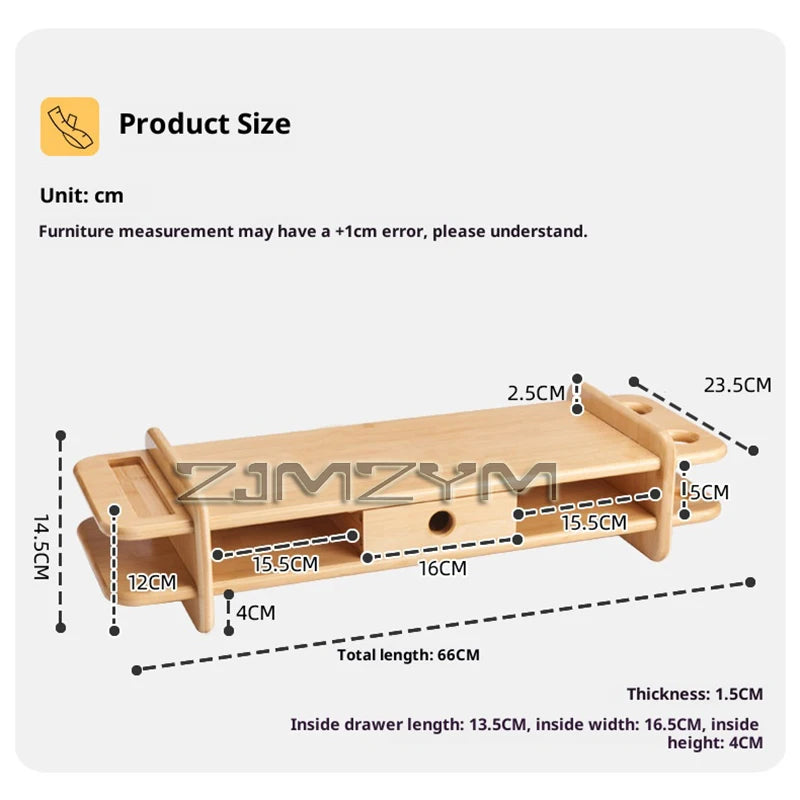 Monitor Stand Riser Bamboo Monitor Holder Desk Support Keyboard Mouse Organizer PC Screen Stand Office Storage