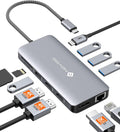 USB C Docking Station Triple Display -  RM11 Pro 11-In-1 USB C Dock with 8K@30Hz DP, Dual 4K@60Hz HDMI, 100W PD, RJ45 Ethernet, 3 USB-A 3.0 Ports, SD/TF Card Slots for Laptop and Macbook