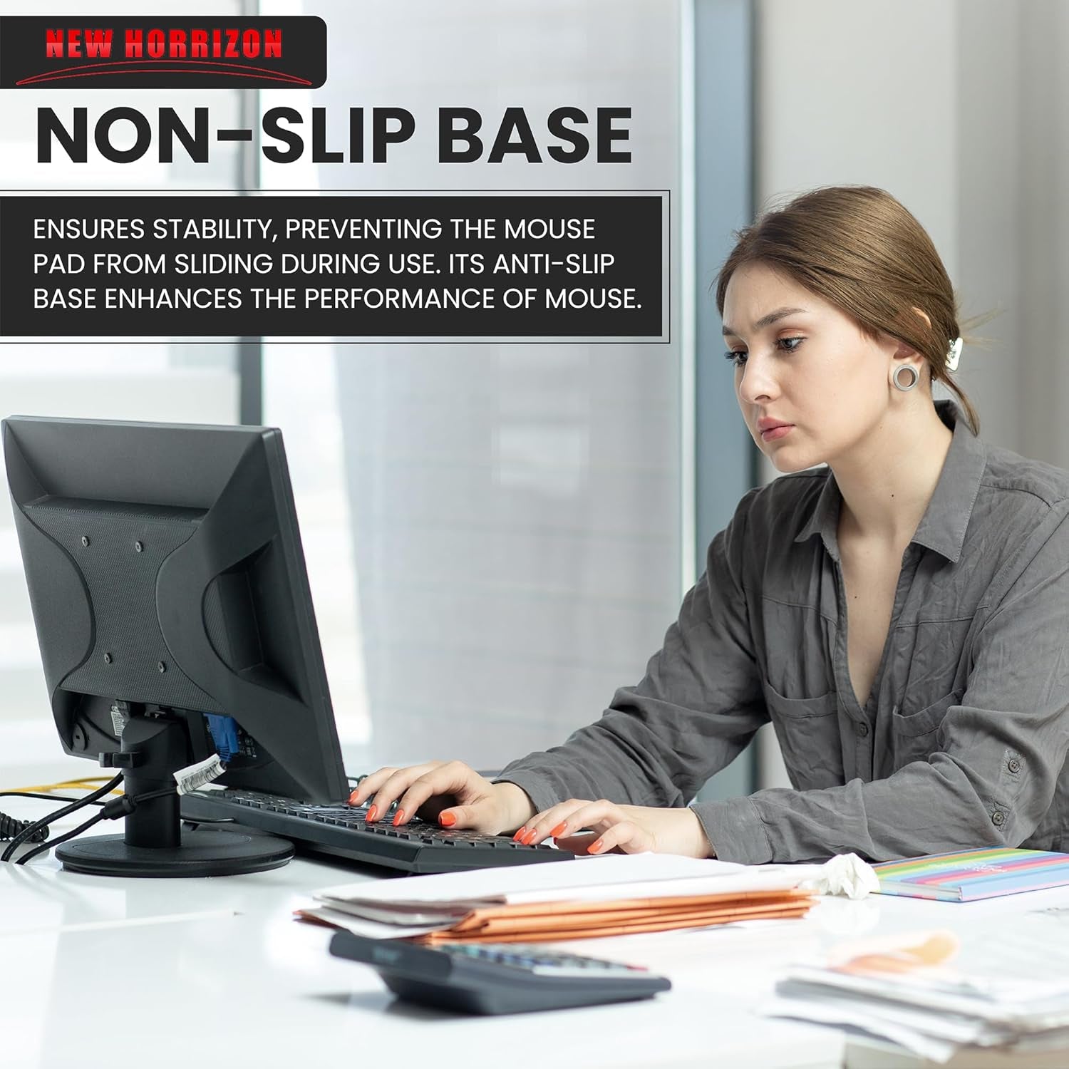 Mouse Mat WRIST SUPPORT Mouse Pad with Wrist Rest Support Mouse Mat with Non-Slip anti Slip PU Base, Comfortable Large Computer Mouse Mat, with Foam Wrist Support