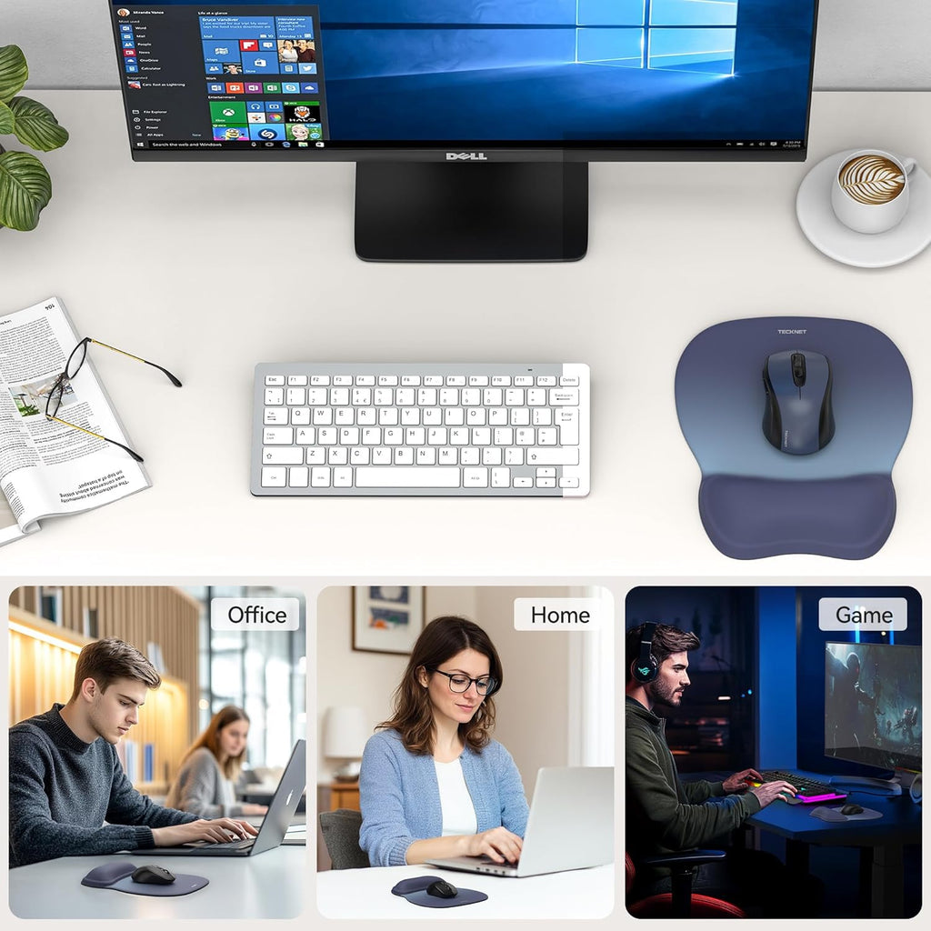 Mouse Mat Wrist Support, Gel Ergonomic Mouse Mat, Mouse Pad Wrist Rest with Non-Slip PU Base, Waterproof Surface Mouse Pad Wrist Support for Computer, Laptop, Office, Home and Travel