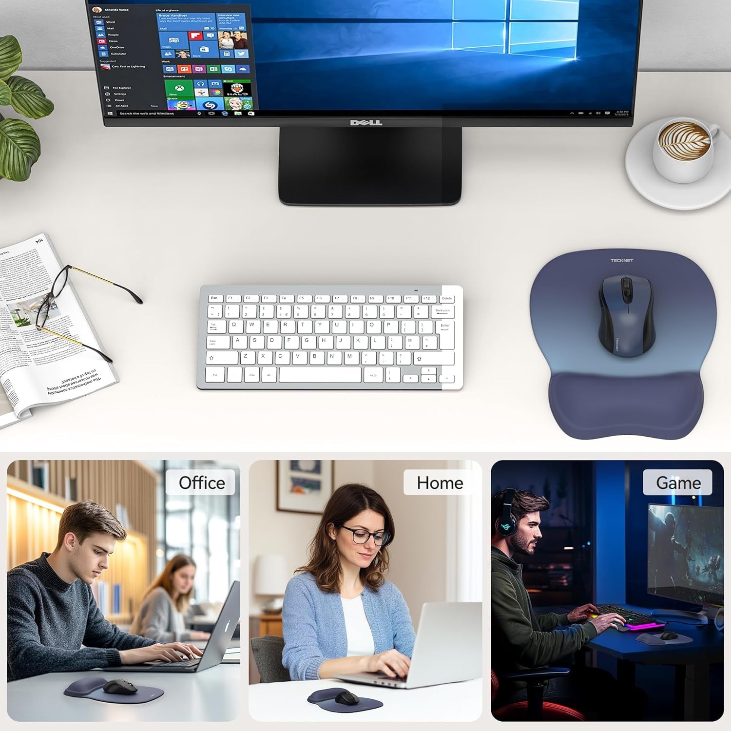 Mouse Mat Wrist Support, Gel Ergonomic Mouse Mat, Mouse Pad Wrist Rest with Non-Slip PU Base, Waterproof Surface Mouse Pad Wrist Support for Computer, Laptop, Office, Home and Travel