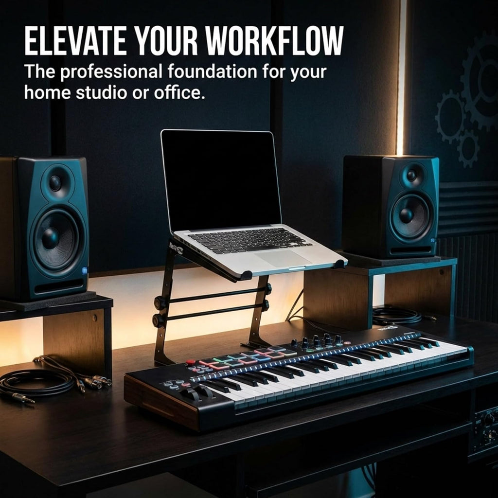 RJLP1 Adjustable Desk Mounted Desktop Laptop Stand Laptop Riser and DJ Controller Stand,Black