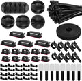 Omscun Cable Management Kit, 157 Pcs Cable Management, Cable Organiser with 5 Silicone Cable Holders, 15 Cable Clamps Self-Adhesive, 100 Cable Ties, 20 Self-Adhesive Cable Clamps