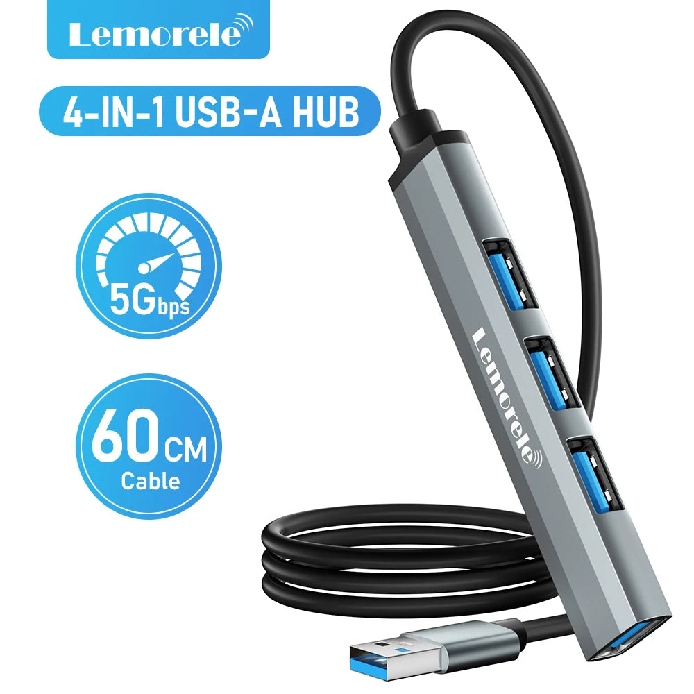 120Cm 4Ports USB HUB OTG USB a 3.0 Adapter Multi Splitter Adapter Laptop Accessories for Xiaomi Lenovo Macbook Pro