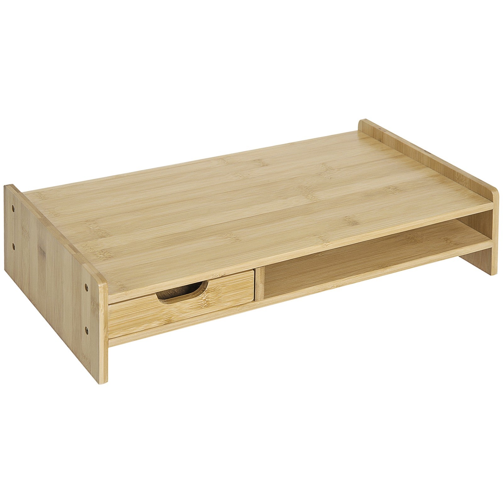 Monitor Riser Laptop PC Plinth Stand Organiser Computer Screen W/ Drawer Bamboo
