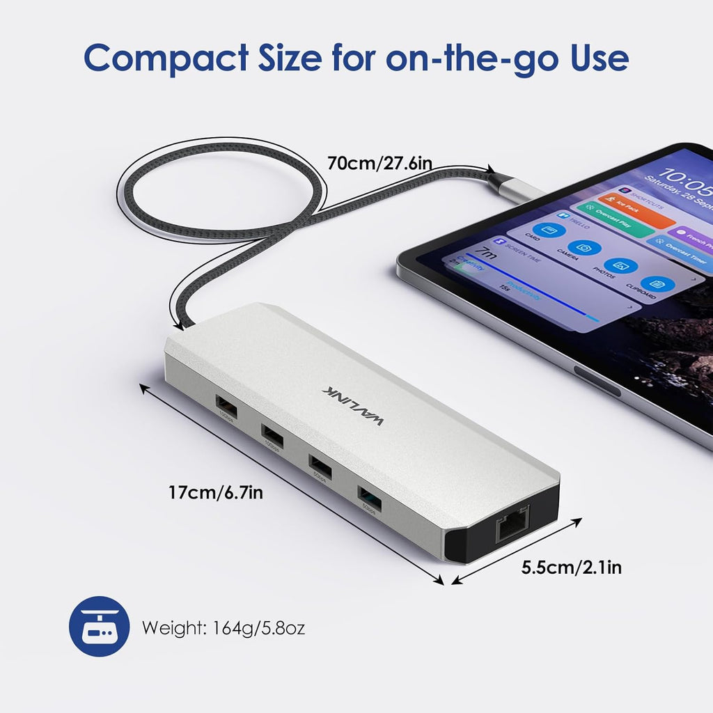 Laptop Docking Station, 10G USB C Hub with Dual HDMI, 100W PD In, 10Gbps USB-A/C 3.2, 5Gbps USB-A, USB2.0, Gigabit Ethernet for Dell/Hp/Lenovo Etc, Windows Systerm Computer Only