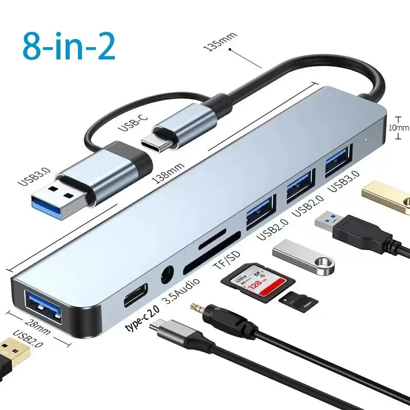 USB C HUB Type C Splitter Thunderbolt 3 Docking Station Laptop Adapter with for Macbook Air M1 Ipad Pro