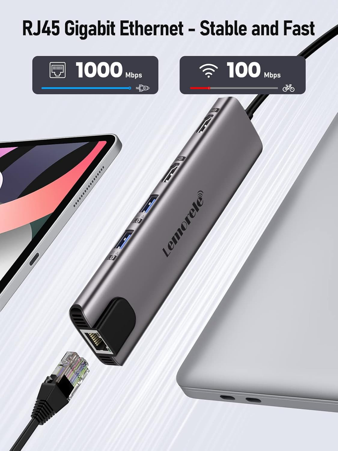 Aluminium Docking Station Dual HDMI, 11-In-1 USB-C Hub to 2 HDMI 4K, Gigabit Ethernet, 4 USB 3.0/2.0, 100W PD,USB-C 3.0,SD/TF Dual Monitor Multiport Adapter for Lenovo/Macbook/Hp/Dell/Acer