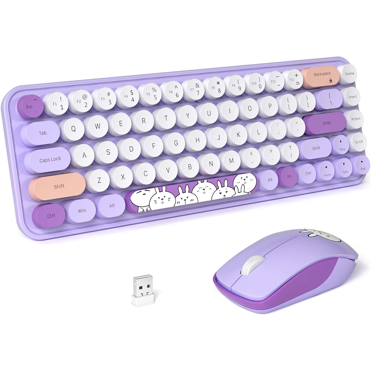2.4G Wireless Silent Keyboard Mouse Combo for Pc/Laptop/Desktop 68 Keys Multimedia Function Cute Keyboard Mouse Set