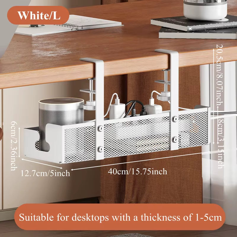 Under Desk Cable Management Tray No Drill Steel Desk Cable Organizers Wire Management Tray Cable Management Rack Storage Shelf