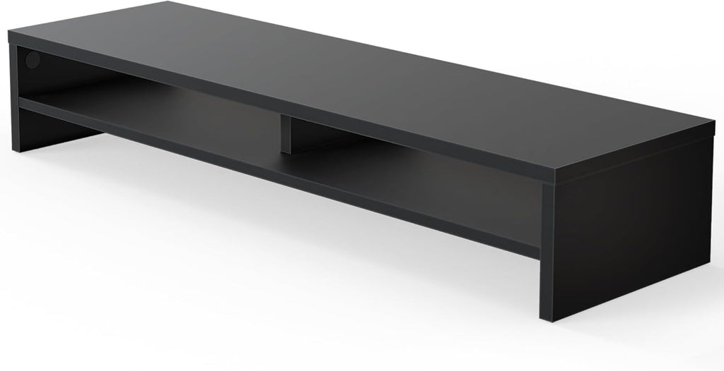 Monitor Stand Riser 2 Tiers Computer Monitor Stand Wood Desk Organizer for Pc/Laptop/Printer/Tv 80X23.5X14.2Cm Max Load 25KG Brown (Black)