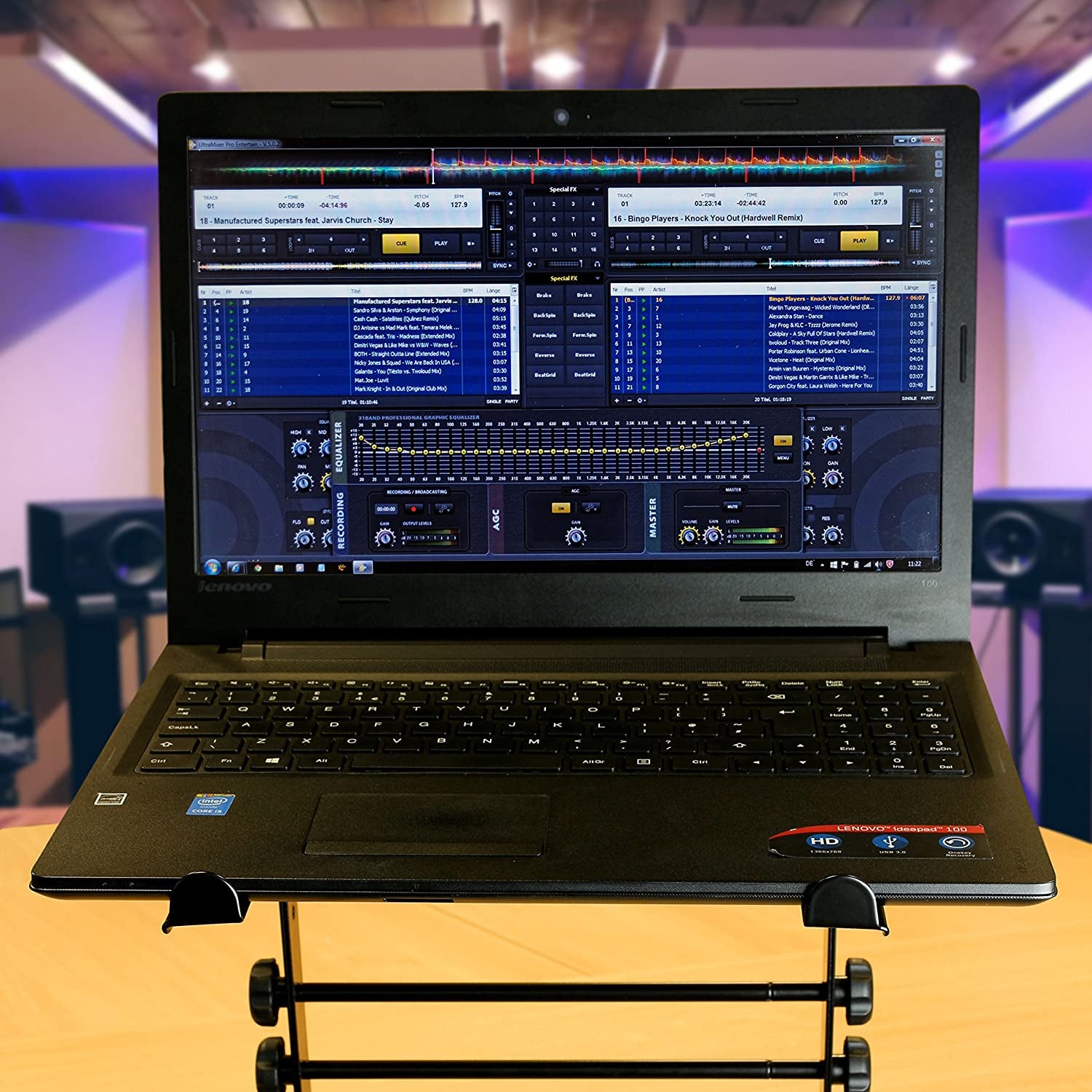 RJLP1 Adjustable Desk Mounted Desktop Laptop Stand Laptop Riser and DJ Controller Stand,Black