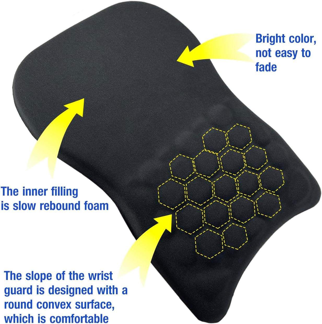 Ergonomic Mouse Pad with Wrist Rest Support, Massage Design Mouse Mat for Relief Carpal Tunnel Pain, Memory Foam Non-Slip Slope Massage Bulge (Black)