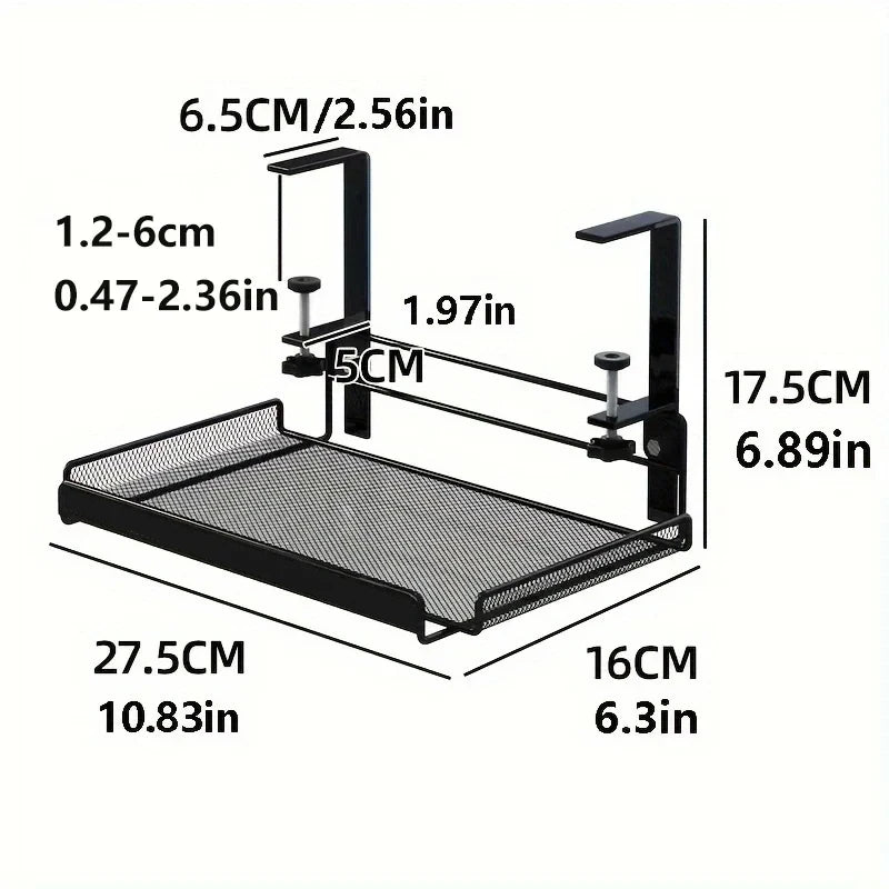 1PCS under Desk Cable Management Tray No Drill Steel Desk Cable Organizers Wire Management Tray Cable Management Rack Shelf