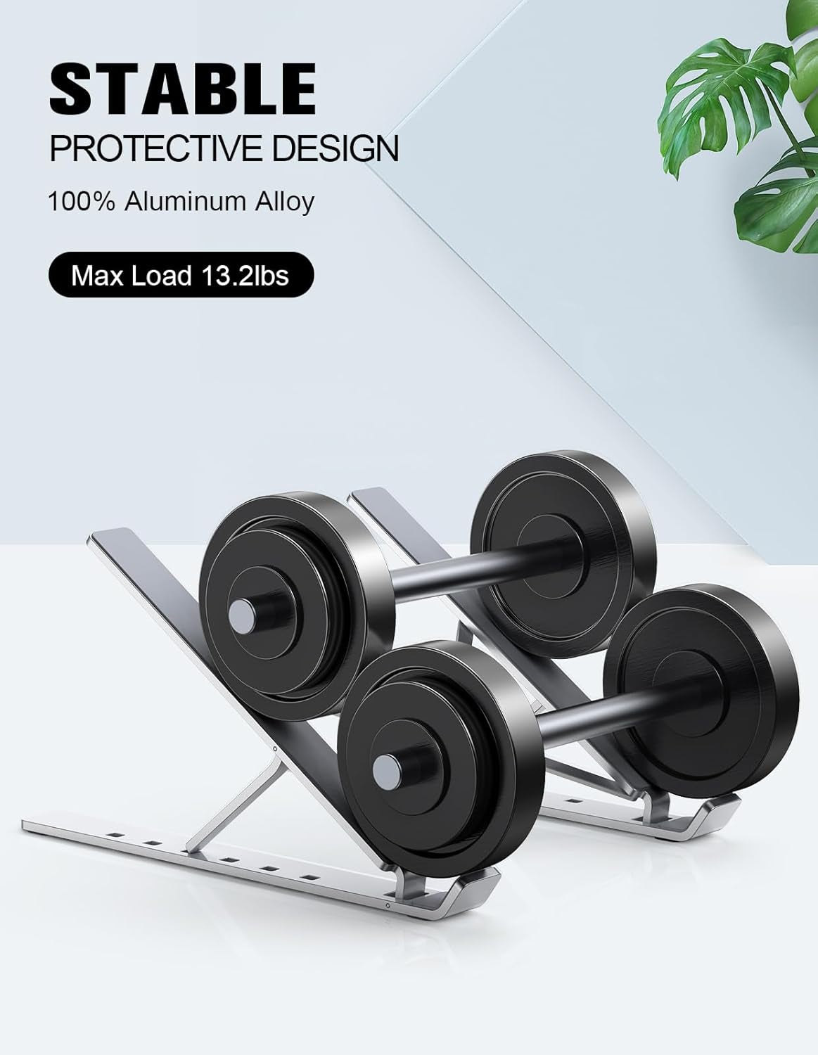 Laptop Stand, Aluminum Portable Laptop Cooling Desk Holder, 5-Levels Adjustable Notebook Riser Mount, Ventilated Computer Stand, Compatible with Macbook Pro Air, Ipad,10-15.6” Laptops