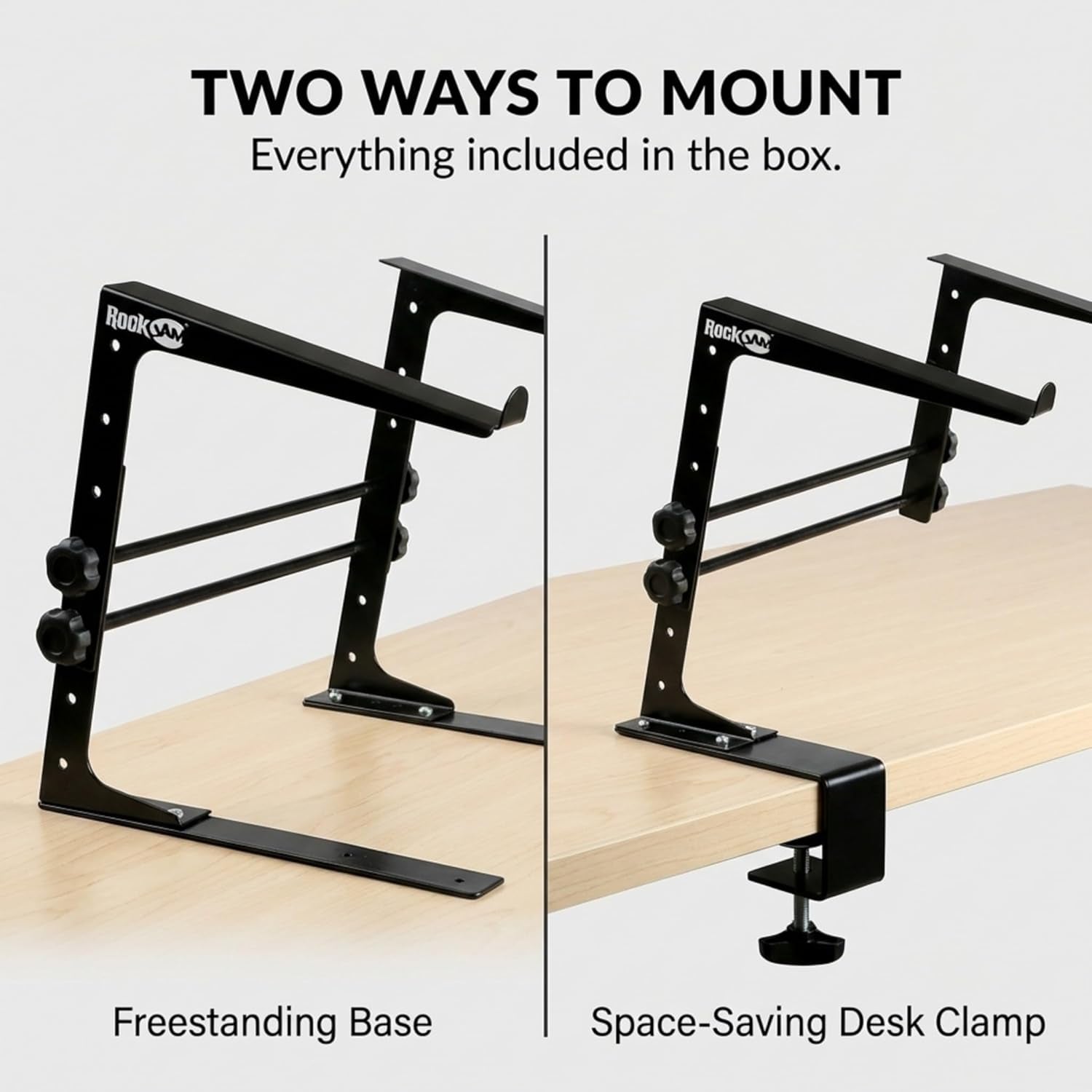 RJLP1 Adjustable Desk Mounted Desktop Laptop Stand Laptop Riser and DJ Controller Stand,Black