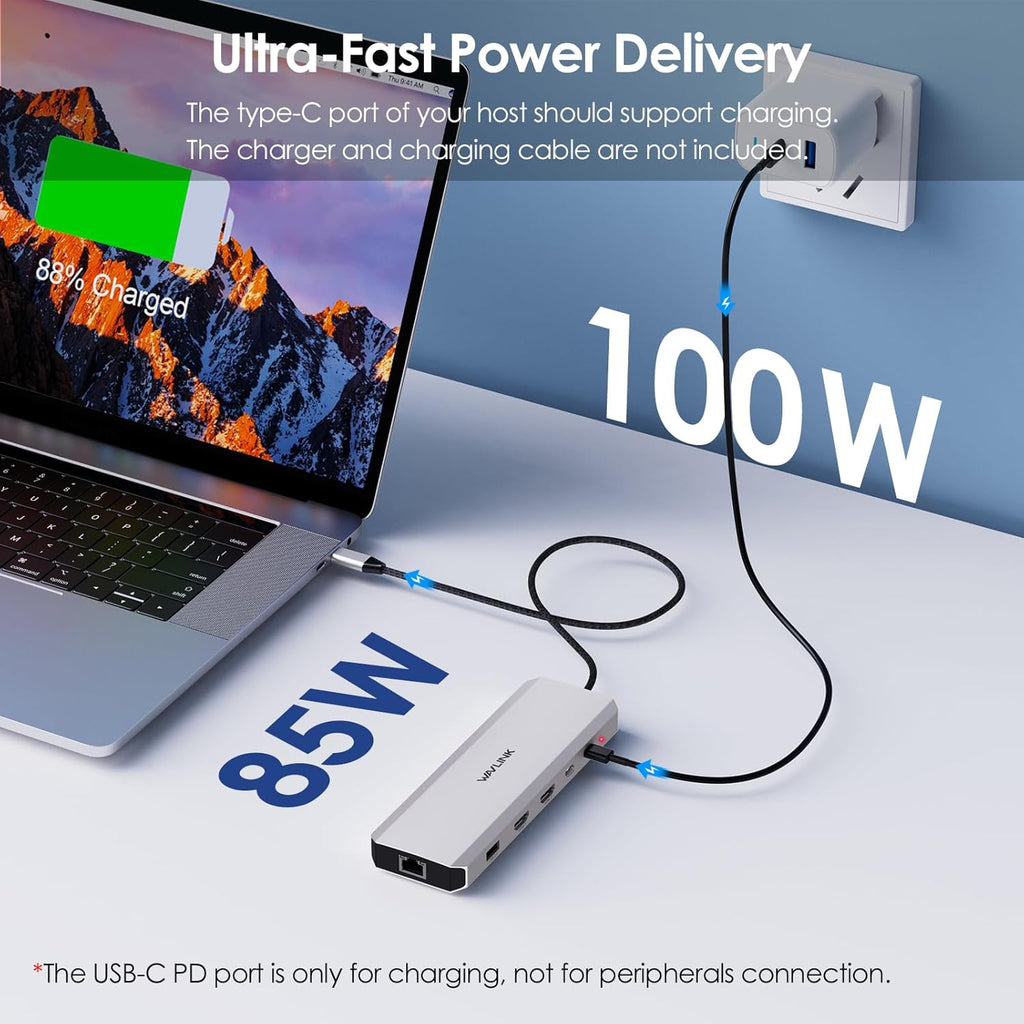 Laptop Docking Station, 10G USB C Hub with Dual HDMI, 100W PD In, 10Gbps USB-A/C 3.2, 5Gbps USB-A, USB2.0, Gigabit Ethernet for Dell/Hp/Lenovo Etc, Windows Systerm Computer Only