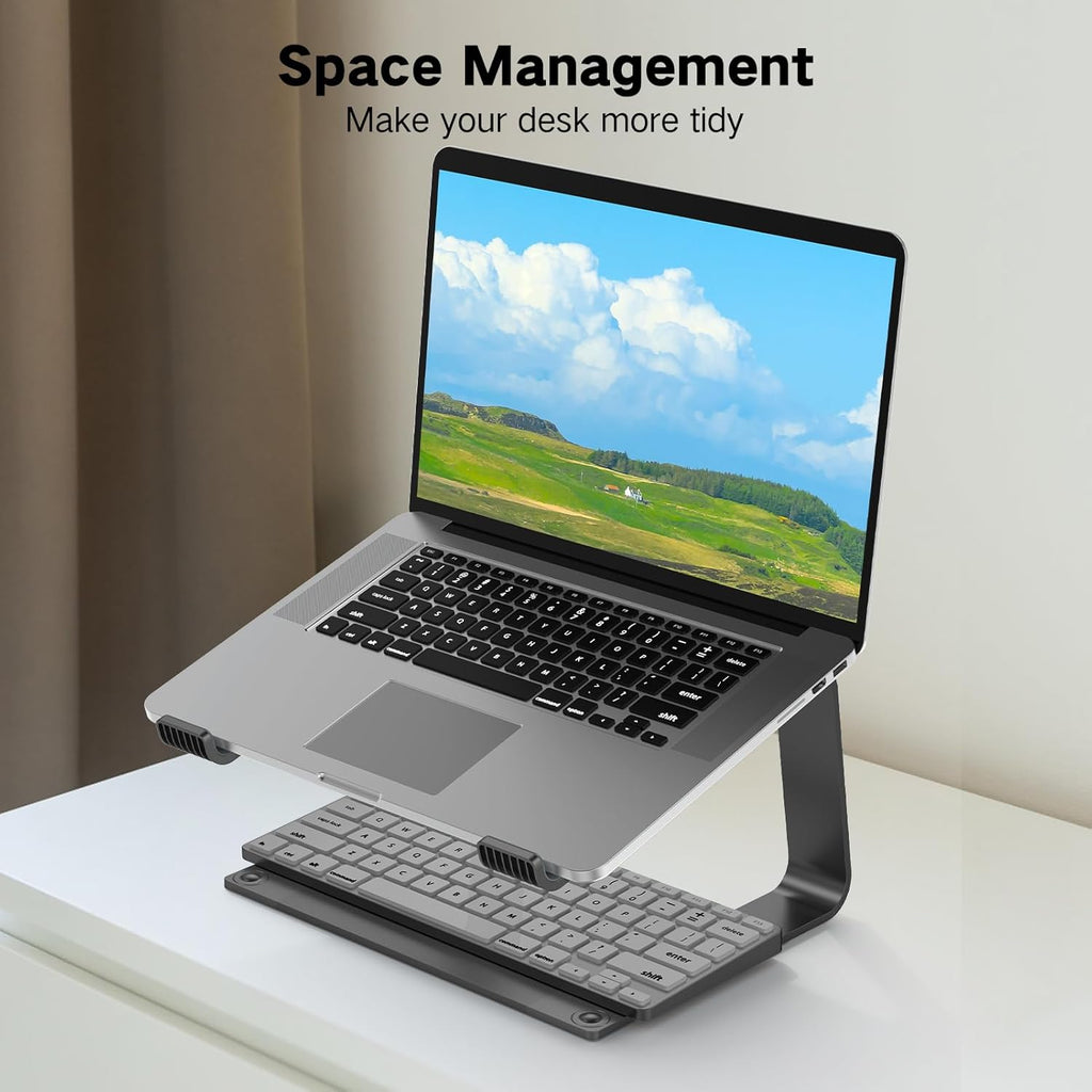 Laptop Stand for Desk, Aluminum Laptop Riser Holder, Removable Metal Notebook Stand Ventilated Cooling Computer Riser Compatible with 10-15.6” Laptops