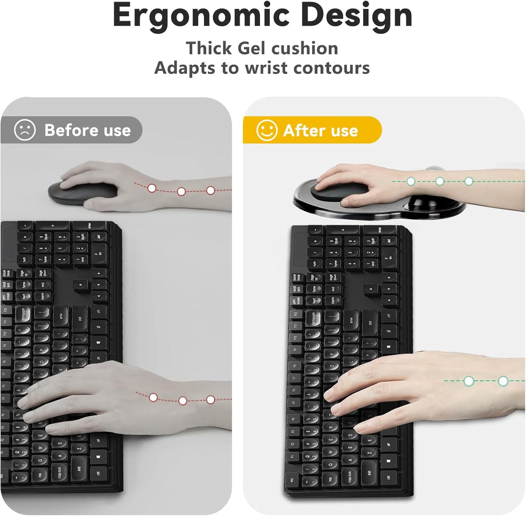 Ergonomic Gel Mouse Pad with Wrist Support – Soft Mouse Pad for Comfort & Pain Relief Gel Mouse Mat Ideal for Office, Gaming & Home (Gel Mouse Pad Black)