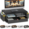 Monitor Stand with Drawer, Desk Organiser and Accessories, 2-Tier Computer Monitor Stand Riser with Drawer and 2 Pen Holder, Laptop Stand, Office Desk Accessories for Desk Tidy